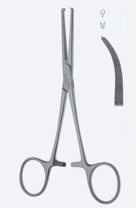 Зажими гемостатичні Rochester-Ochsner, Daily Line, вигнуті, зубчасті щелепи, зубці 2 х 1, загальна довжина 240 мм. Бренд - Asanus Medizintechnik Gmb, Німеччина